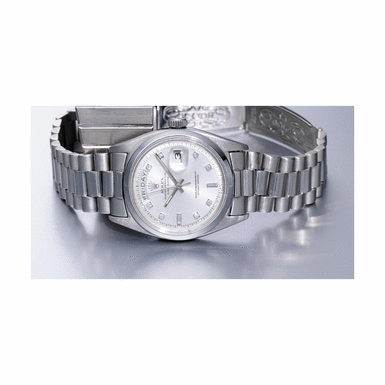 ROLEX, OYSTER PERPETUAL, 'DAY-DATE', CIRCA 1960, REF.6613, A PLATINUM AND DIAMOND SET AUTOMATIC WRISTWATCH WITH DAY, DATE AND BRACELET