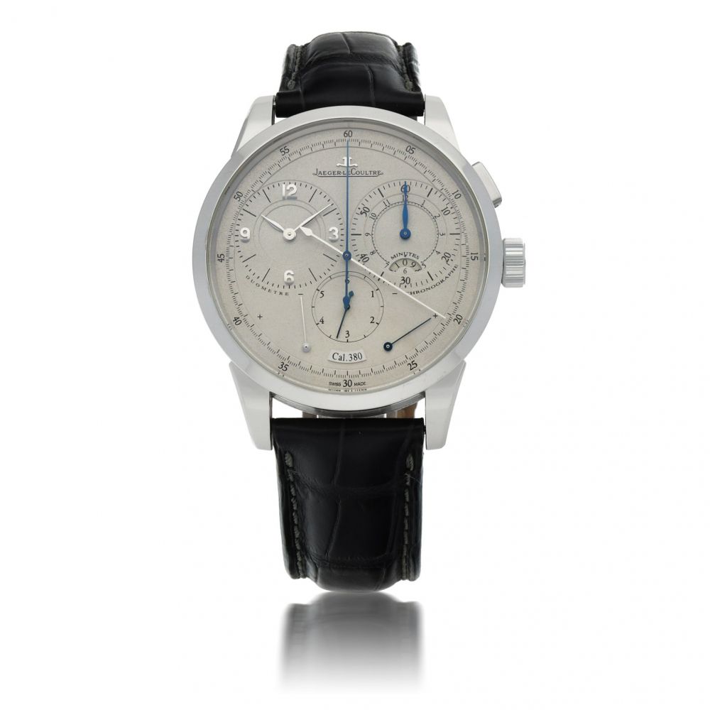 JAEGER-LECOULTRE | DUOMÈTRE À CHRONOGRAPHE, REF 600.2.28.S PLATINUM MONOPUSHER CHRONOGRAPH WRISTWATCH WITH POWER RESERVE AND 1/6 SECOND INDICATION CIRCA 2009
