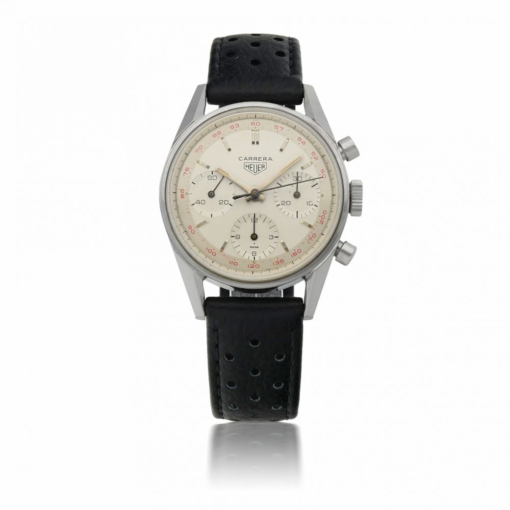 HEUER | CARRERA 12, REF 2447 STAINLESS STEEL CHRONOGRAPH WRISTWATCH CIRCA 1968