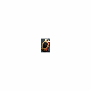 A GOLD OVAL SHAPED BANGLE WATCH WITH BLACK ONYX DIAL, CORUM, 