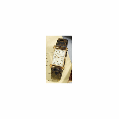 A FINE AND RARE PINK GOLD RECTANGULAR WRISTWATCH WITH UNUSUAL SCROLL LUGS, PATEK PHILIPPE CO., GEN