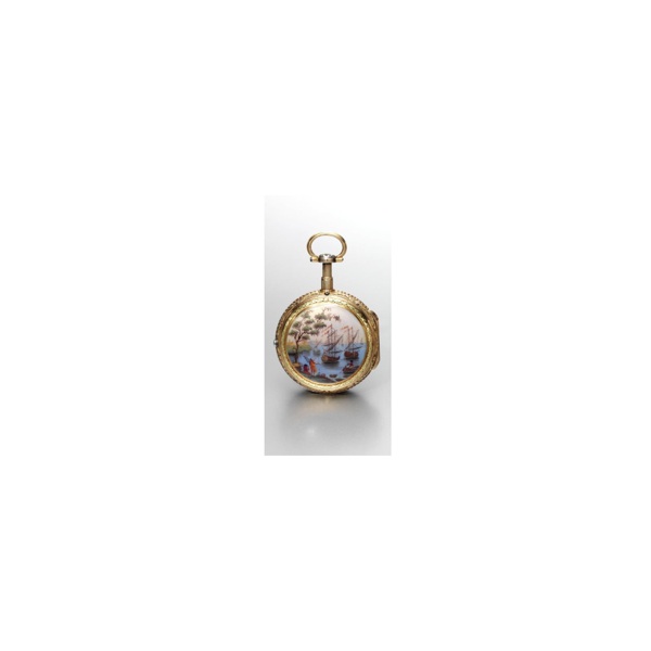 ISAAC SORET FILS - a gold quarter repeating enamel verge watch, last quarter 18th Century, no. 14835