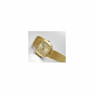 PATEK PHILIPPE - A massive early gold electronic cushion form sweep seconds bracelet watch with date Golden Circle, 1972, no.6.113, ref. 3597/2