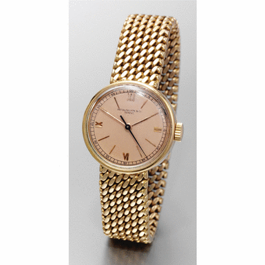 PATEK PHILIPPE - A fine and rare pink gold centre seconds bracelet watch with pink dial 'Empire', 1941, no.864.268, ref.534