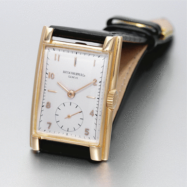 PATEK PHILIPPE - A fine, rare and large pink gold rectangular wristwatch 1968, no.977.824, ref.1570