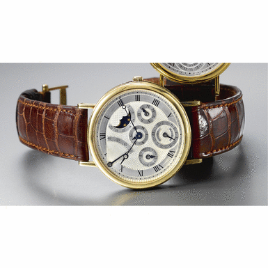 BREGUET - A Gold Automatic Perpetual Calendar Wristwatch with Phases of the Moon and Power Reserve Circa 1995, No. 1642, Ref. 3778