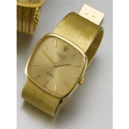 Rolex A GOLD CUSHION FORM BRACELET WATCH CELLINI, 1970S, REF. 4114