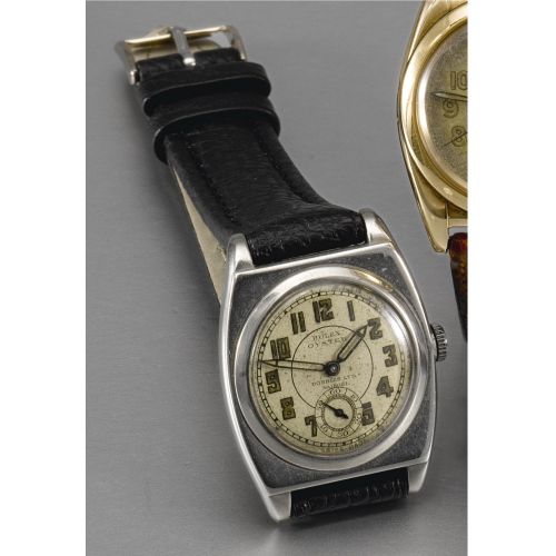 Rolex A TONNEAU STAINLESS STEEL WRISTWATCH RETAILED BY DOBBIES LTD., NIAROBI OYSTER, CIRCA 1930, REF. 1573