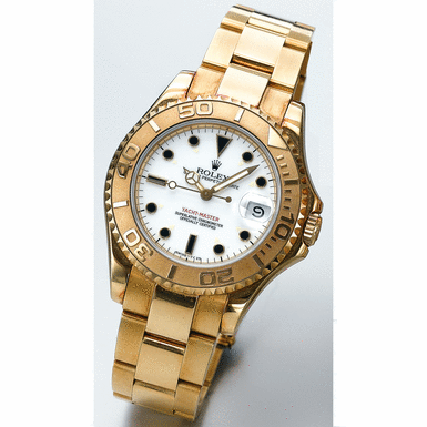 ROLEX, A GOLD MID-SIZE AUTOMATIC CENTRE SECONDS WRISTWATCH WITH&&NBSP - DATE AND BRACELET CIRCA 1996 REF 68628 OYSTER PERPETUAL DATE YACHT-MASTER