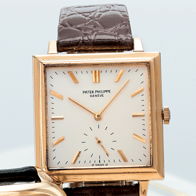 PATEK PHILIPPE, A GOLD SQUARE AUTOMATIC WRISTWATCH 1965 REF 3485 MVT 1114520 CASE 2645149
