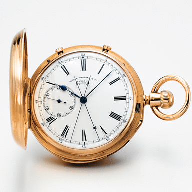 NICOLE NIELSON CO, A HEAVY GOLD HUNTING CASED MINUTE REPEATING KEYLESS LEVER WATCH WITH SPLIT SECONDS CHRONOGRAPH LONDON CIRCA 1889 NO 10164
