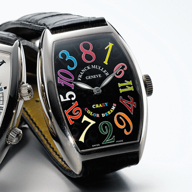 FRANCK MULLER, A WHITE GOLD TONNEAU FORM AUTOMATIC WRISTWATCH CIRCA 2005 REF 5850 CH&&NBSP - CRAZY COLOR DREAMS NO. 168