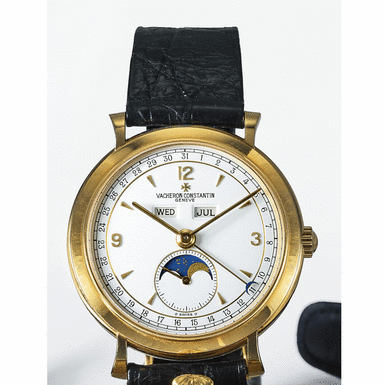 VACHERON CONSTANTIN - A Gold Triple Calendar Wristwatch with Moon-Phases CIRCA 1995 REF 37150 MVT 770754 CASE 614650