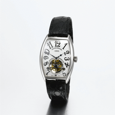FRANCK MULLER - A fine rare and large white gold tonneau form tourbillon wristwatch Circa 2002 ref 5850T Imperial Tourbillon