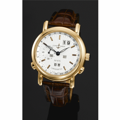 ULYSSE NARDIN - a pink gold automatic perpetual calendar dual time wristwatch with forward and backward adjustment Circa 2000 ref 322-88