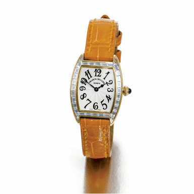 FRANCK MULLER - A lady's gold and diamond set tonneau form wristwatch circa 2000 ref 2500 QZ BG no 5