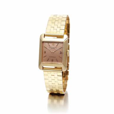 PATEK PHILIPPE - retailed by Hausmann Co: A rare pink gold square wristwatch circa 1952 ref 3141R mvt 854852 case 670296