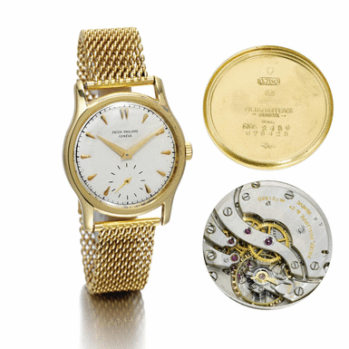 PATEK PHILIPPE - A fine and rare gold wristwatch 1953 ref 2450J 2nd Series 'Grande Calatrava' mvt 721820 case 679425