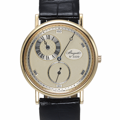 BREGUET, A LIMITED EDITION GOLD WRISTWATCH WITH REGULATOR&&NBSP - DIAL CIRCA 1997 REF 3697 NO 65
