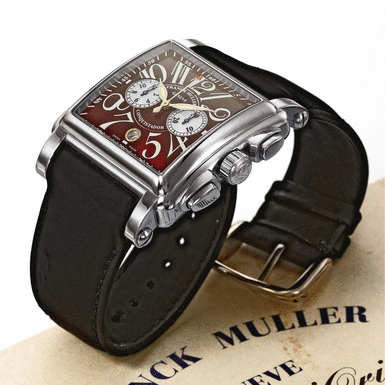 FRANCK MULLER - AN OVERSIZED WHITE GOLD CURVED SQUARE AUTOMATIC CHRONOGRAPH WRISTWATCH WITH REGISTERS AND DATE CIRCA 2005 REF 10000CC CORTEZ CONQUISTADOR NO 307