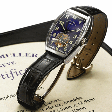 FRANCK MULLER - A LARGE PLATINUM CURVED TONNEAU TOURBILLON WRISTWATCH CIRCA 2000 REF 6850T IMPERIAL TOURBILLON NO 13