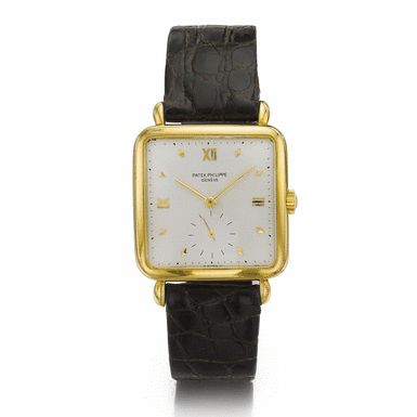 PATEK PHILIPPE - A RARE GOLD SQUARE WRISTWATCH 1952 REF 2492J MVT 958059 CASE 671063