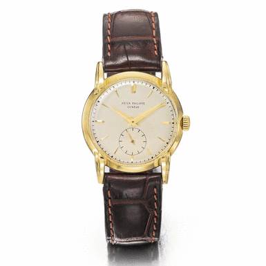 PATEK PHILIPPE - A GOLD WRISTWATCH WITH UNUSUAL STEPPED LUGS 1951 REF 2429J MVT 955752 CASE 422544