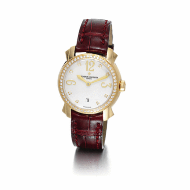 VACHERON CONSTANTIN - A LADY'S GOLD AND DIAMOND SET WRISTWATCH WITH MOTHER-OF-PEARL DIAL WITH DATE CIRCA 2005 REF 25715 MALTE
