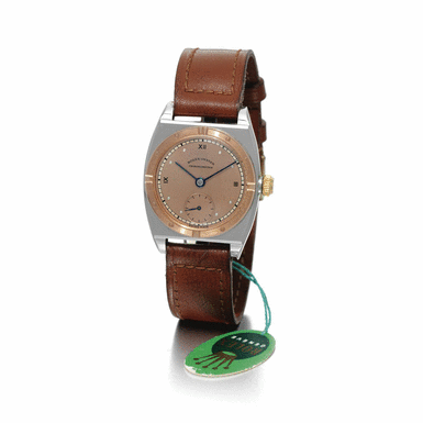 ROLEX - A stainless steel and pink gold tonneau form wristwatch circa 1942 ref 3358 Oyster Chronometre