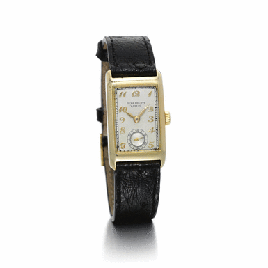 PATEK PHILIPPE - A FINE GOLD RECTANGULAR WRISTWATCH 1936 REF 404J MVT 830858 CASE 503432