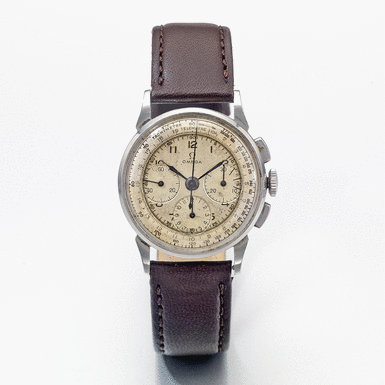 OMEGA - A STAINLESS STEEL CHRONOGRAPH WRISTWATCH WITH TELEMETER, TACHOMETER AND REGISTERS 1947 REF 2277-1