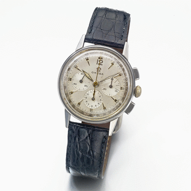 OMEGA - A STAINLESS STEEL CHRONOGRAPH WRISTWATCH WITH TACHOMETER AND REGISTERS 1953 REF 2279-3