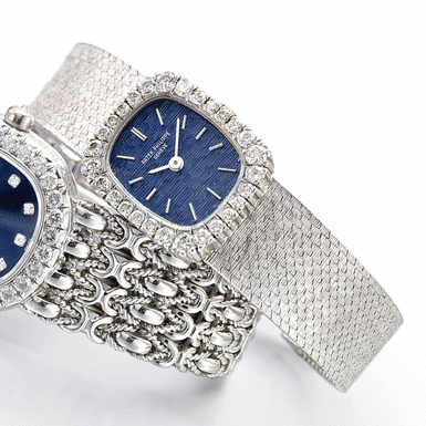 PATEK PHILIPPE - A LADY'S WHITE GOLD DIAMOND-SET CUSHION-FORM BRACELET WATCH 1969 REF 4102/1G ELLIPSE MVT 998300 CASE 2676367