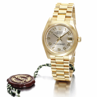ROLEX - A LADY'S YELLOW GOLD AUTOMATIC CENTRE SECONDS WRISTWATCH WITH DATE AND BRACELET CIRCA 2004 REF 178248 OYSTER PERPETUAL DATEJUST