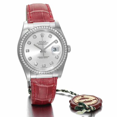 ROLEX - A WHITE GOLD AND DIAMOND SET AUTOMATIC CENTRE SECONDS WRISTWATCH WITH DATE CIRCA 2006 REF 116189 OYSTER PERPETUAL DATEJUST