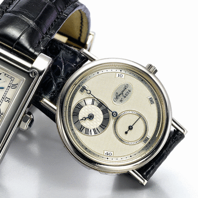 BREGUET - A LIMITED EDITION WHITE GOLD REGULATOR STYLE WRISTWATCH WITH ECCENTRIC DIAL CIRCA 1997 REF 3699 250TH A.L. BREGUET NO 8/25