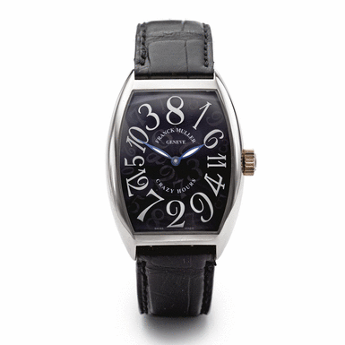 Various Owners - FRANCK MULLER - A LARGE WHITE GOLD TONNEAU AUTOMATIC WRISTWATCH CIRCA 2004 REF 7851 CH CRAZY HOURS NO 612