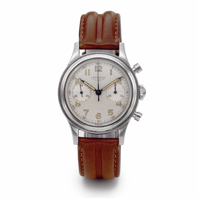 LONGINES - AN OVERSIZED STAINLESS STEEL CHRONOGRAPH WRISTWATCH WITH REGISTER 1953 REF 6474