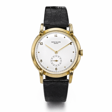 PATEK PHILIPPE - A YELLOW GOLD WRISTWATCH WITH UNUSUAL LUGS 1951 REF 2420J MVT 956561 CASE 422444