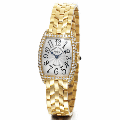 FRANCK MULLER - A lady's yellow gold and diamond wristwatch with bracelet circa 2000 REF 1752 QZ D NO 34