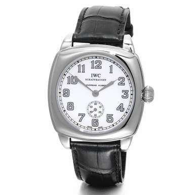 INTERNATIONAL WATCH CO. - RETAILED BY ANDREAS HUBER: A STEEL CUSHION FORM LIMITED EDITION WRISTWATCH WITH ENAMEL DIAL CIRCA 2006 REF 2555 HUBER URANIA 150 NO 77