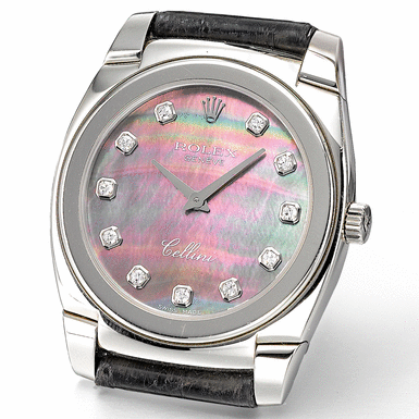 ROLEX - A LADY'S WHITE GOLD AND DIAMOND-SET WRISTWATCH WITH MOTHER-OF-PEARL DIAL CIRCA 1998 CELLINI REF 5320