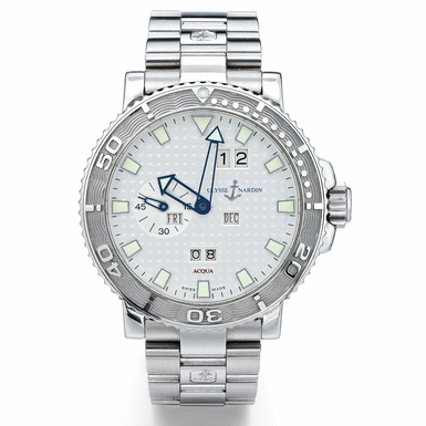 ULYSSE NARDIN - AN OVERSIZED STAINLESS STEEL PERPETUAL CALENDAR WRISTWATCH WITH BRACELET CIRCA 2005 REF 333-88 ACQUA PERPETUAL NO 256