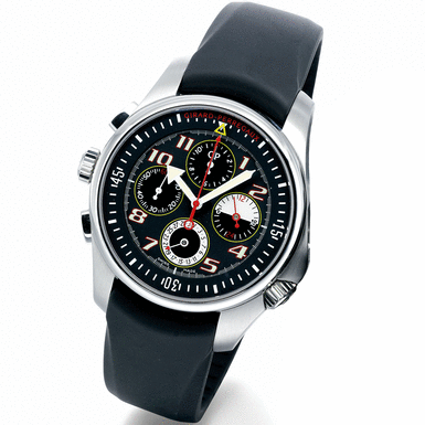 GIRARD-PERREGAUX - A FINE AND RARE OVERSIZED STAINLESS STEEL CHRONOGRAPH WRISTWATCH WITH DATE, REGISTERS AND 24-HOUR INDICATION CIRCA 2003 R&D 01 PROTOTYPE 01