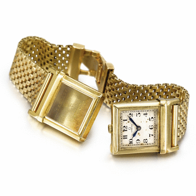 OMEGA - AN UNUSUAL 18K YELLOW GOLD RECTANGULAR TOP-WOUND WRISTWATCH CIRCA 1932 MARINE REF OT 680