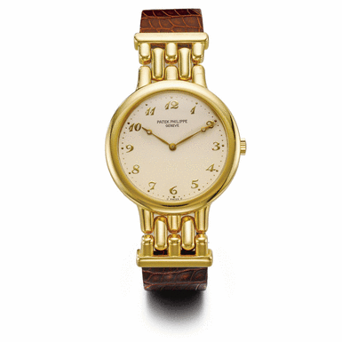 PATEK PHILIPPE - A RARE 18K YELLOW GOLD WRISTWATCH WITH UNUSUAL LUGS 1993 REF 3915J MVT 1340990 CASE 2938152
