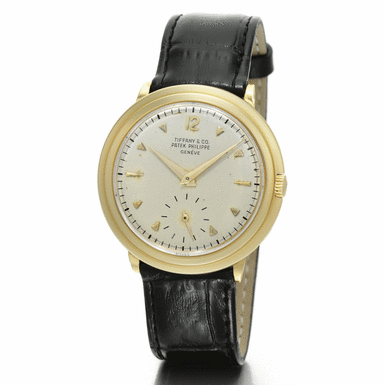PATEK PHILIPPE - RETAILED BY TIFFANY CO: A FINE 18K YELLOW GOLD WRISTWATCH 1953 REF 2515J MVT 721855 CASE 679697