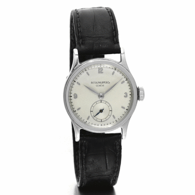 PATEK PHILIPPE - A STAINLESS STEEL WRISTWATCH 1941 REF 438A CALATRAVA MVT 910271 CASE 621896