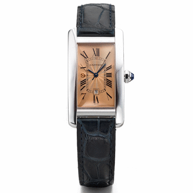 CARTIER - A LIMITED EDITION WHITE GOLD RECTANGULAR AUTOMATIC SWEEP SECONDS WRISTWATCH WITH DATE CIRCA 1997 TANK AMERICAINE HONG KONG 1997 NO 31/97