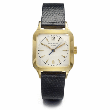 PATEK PHILIPPE - AN 18K YELLOW GOLD SQUARE CENTER SECONDS WRISTWATCH 1953 REF 2514-1J SC MVT 703113 CASE 678088